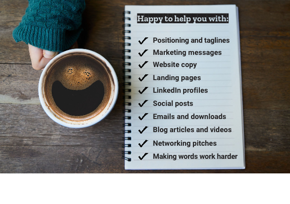Smiley coffee ticklist Aug 2024 v2 Help with marketing copy for small business